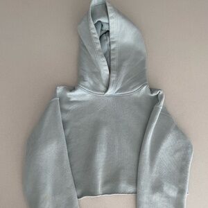 Aritzia/TNA Soft Boyfriend Cropped Hoodie in Light Baby Blue w/ matching shorts